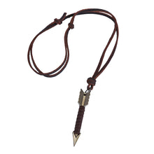 Load image into Gallery viewer, Leather Arrow Adjustable Mens Pendant Necklace