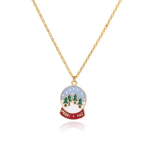 Christmas Snow Globe Pendant Necklace