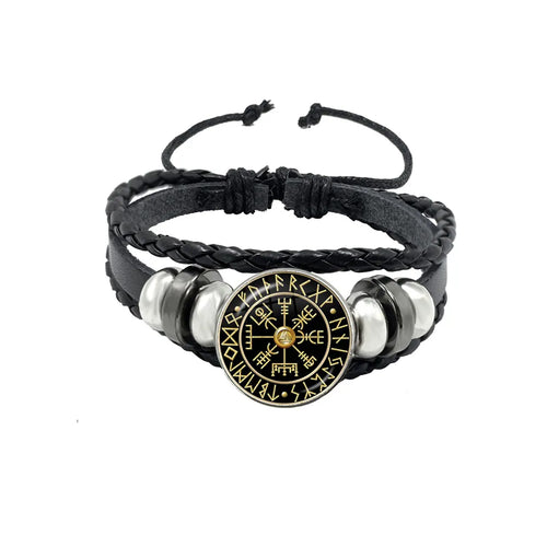 The Helm of Awe and Terror Viking Leather Bracelet