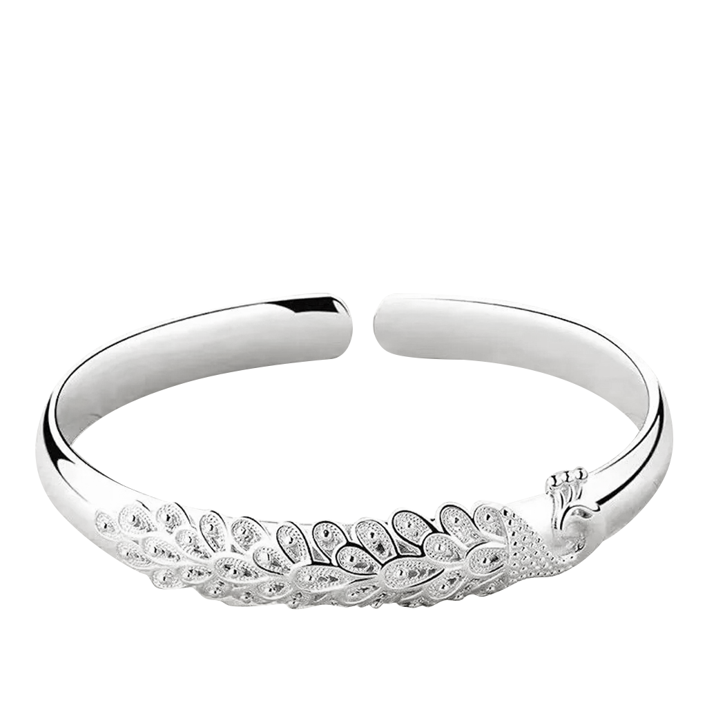 Sterling Silver Peacock Bangle Bracelet – Luck Trader