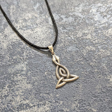 Load image into Gallery viewer, Solid 925 Sterling Silver Snake Goddess Celtic Triquetra Pendant Necklace