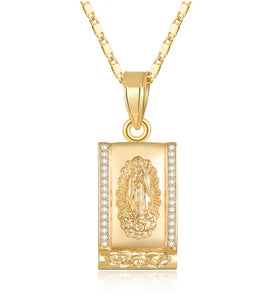 Gold Plated Virgin Mary Religious Christian Catholic Classic Pendant Necklace