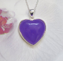 Load image into Gallery viewer, Lucky Genuine Grade A Natural Lavender Jade & 925 Sterling Silver Heart Pendant