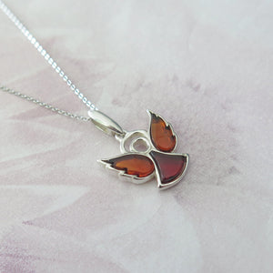 Amber Angel Sterling Silver Pendant Necklace