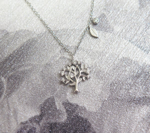 Sterling Silver Celtic Crystal Tree of Life Pendant Necklace