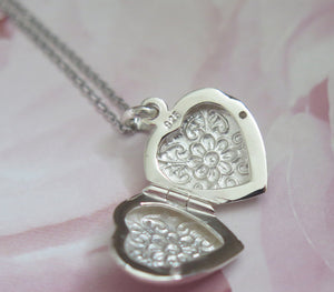 Sterling Silver Vintage Flower Heart Locket