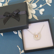 Load image into Gallery viewer, Sterling Silver Horseshoe Heart Pendant Necklace