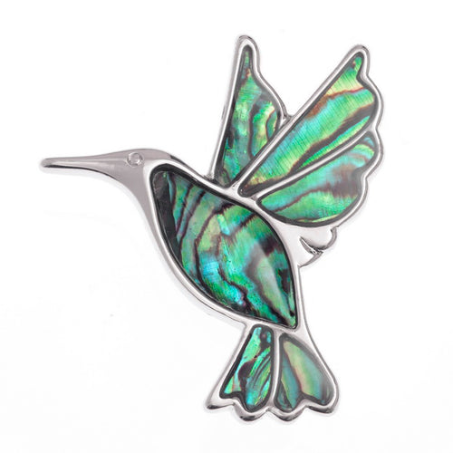 Lucky Genuine Paua Shell Hummingbird Brooch