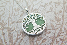 Load image into Gallery viewer, Sterling Silver Jade Tree of Life Pendant Necklace