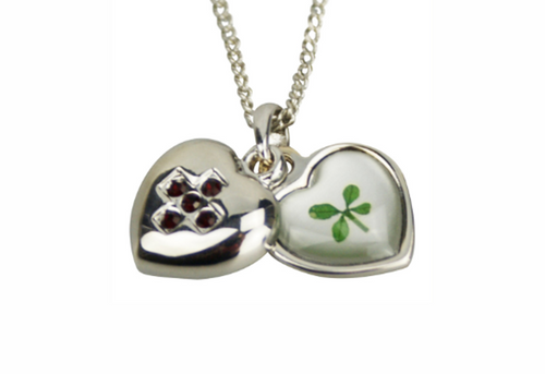 Lucky Real Four Leaf Clover July Birthstone Pendant Necklace