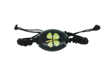 Load image into Gallery viewer, Lucky Real Four Leaf Clover Black Bracelet