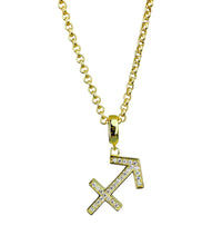 Load image into Gallery viewer, Gold &amp; Silver Plated Sagittarius Horoscope Zodiac Czech Crystal Pendant Necklace