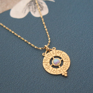 Sterling Silver Gold Plated Zodiac Opal Pendant Necklace