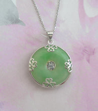 Load image into Gallery viewer, Lucky Genuine Grade A Natural Jade & 925 Sterling Silver Good Fortune Pendant