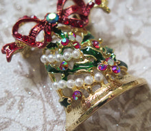 Load image into Gallery viewer, Crystal Christmas Bell Brooch