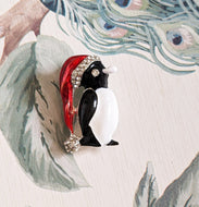 Crystal Christmas Penguin Pin Brooch