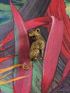 Golden Leopard Pin Brooch Gold Plated