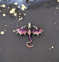 Load image into Gallery viewer, Purple Crystal Dragon Brooch