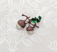 Acorn Crystal Pin Brooch
