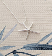 Sterling Silver Starfish Beach Pendant Necklace