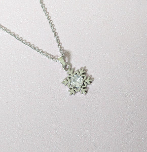 Small Crystal Snowflake Pendant Necklace