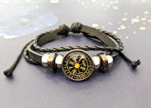 Load image into Gallery viewer, The Helm of Awe and Terror Viking Leather Bracelet