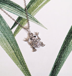 Lucky Crystal Frog Pendant Necklace