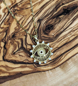 Evil Eye of Protection Crystal Gold Plated Pendant