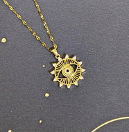 Evil Eye of Protection Crystal Gold Plated Pendant