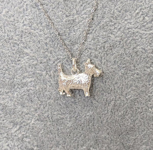 Sterling Silver Scottie Dot Cute Puppy Pendant Necklace