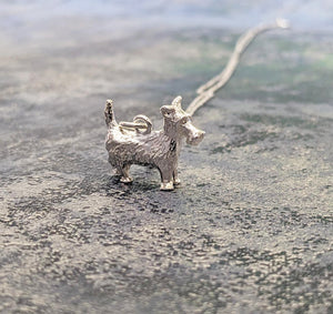 Sterling Silver Scottie Dot Cute Puppy Pendant Necklace