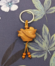 Load image into Gallery viewer, Chinese Zodiac Lunar New Year Hand Carved Mahogany Wood Keyring Keychain