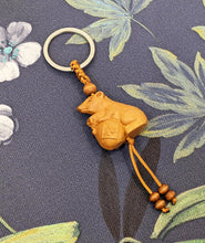 Load image into Gallery viewer, Chinese Zodiac Lunar New Year Hand Carved Mahogany Wood Keyring Keychain