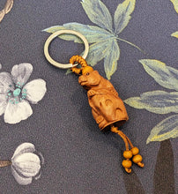 Load image into Gallery viewer, Chinese Zodiac Lunar New Year Hand Carved Mahogany Wood Keyring Keychain