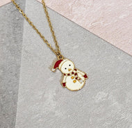 Snowman Christmas Pendant Necklace
