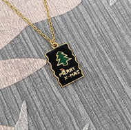 Merry X-Mas Christmas Pendant Necklace