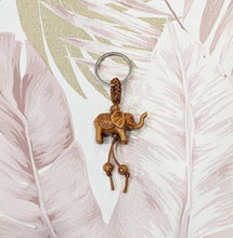 Load image into Gallery viewer, Lucky Elephant Hand Carved Mahogany Wood Keyring Keychain