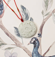 Lucky Grade A Natural Green Jade Bagua Feng Shui Talisman Pendant Necklace