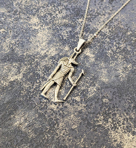 Sterling Silver Egyptian God Anubis The Nether World Pendant Necklace