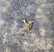 Sterling Silver Viking Raven Unisex Pendant Necklace