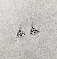 Sterling Silver Celtic Triquetra Knot Drop Earrings