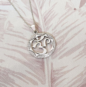 Sterling Silver Spiritual Om Pendant Necklace