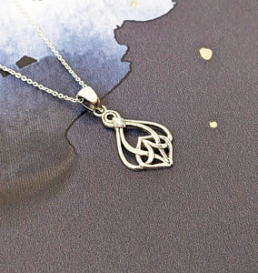 Sterling Silver Celtic Knot Teardrop Pendant Necklace