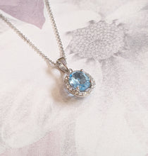 Load image into Gallery viewer, Solid Sterling Silver Genuine High Quality Topaz Classic Oval Pendant Necklace