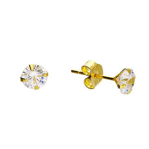 9ct Solid Yellow Gold Czech Crystal Stud Earrings