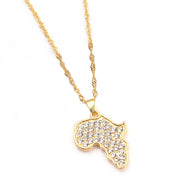 Gold African Continent Ethnic Pendant Necklace