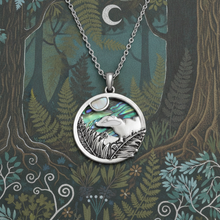 Load image into Gallery viewer, Real Paua Abalone Shell &amp; Mother of Pearl Badger Pendant Necklace