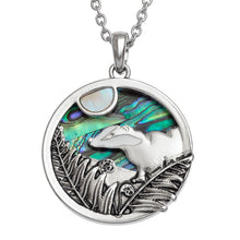 Load image into Gallery viewer, Real Paua Abalone Shell &amp; Mother of Pearl Badger Pendant Necklace