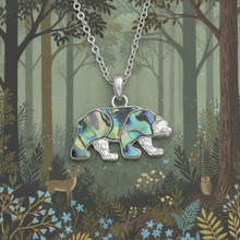 Load image into Gallery viewer, Real Paua Abalone Bear Pendant Necklace