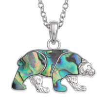 Load image into Gallery viewer, Real Paua Abalone Bear Pendant Necklace